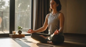 Meditation and stress management practice to reduce cortisol and support hormonal acne naturally